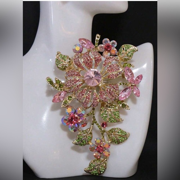 ✨Exquisite Pink and Green Floral Brooch - Picture 2 of 6
